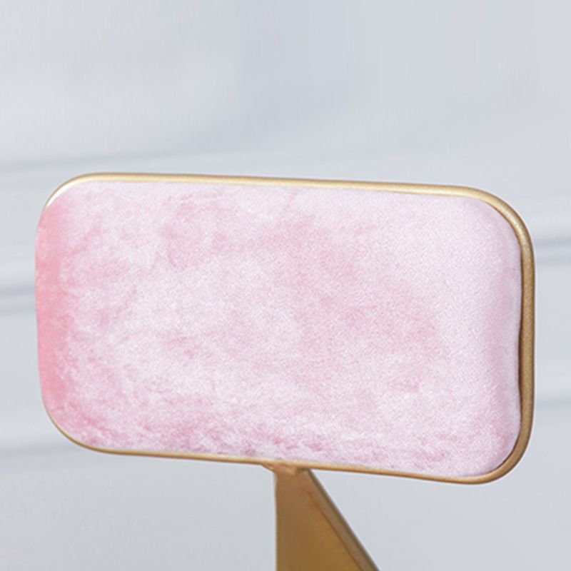 Scandinavian Footrest Bar Stools Fabric Round Seat Barstool with 4 Gold Iron Legs