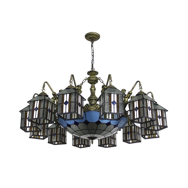 Squisito lampadario a sospensione di lodge con lampada in vetro color sirena per hotel