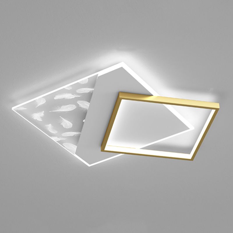 2 Light Square Ceiling Lamp Modern Style Metal Ceiling Lighting for Living Room