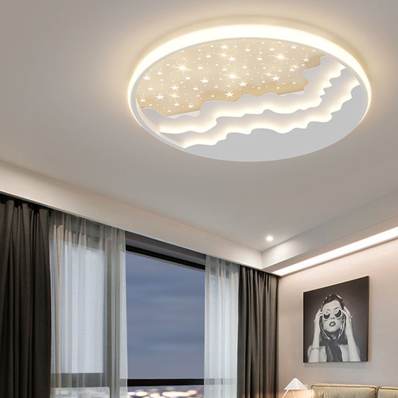 Luminaire de plafond encastré de style moderne à 1 ampoule à abat-jour rond en blanc