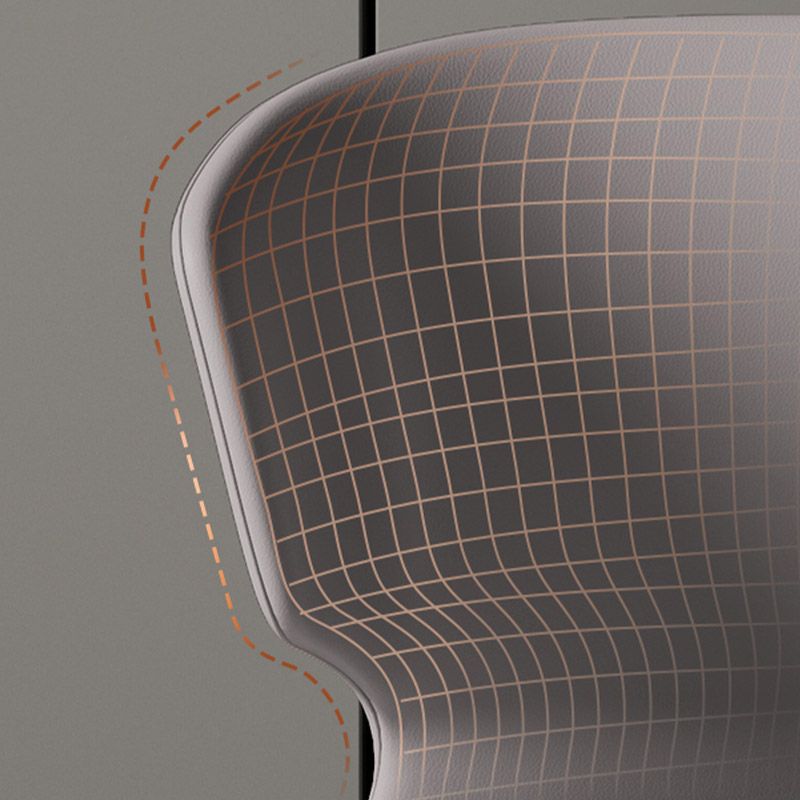 Modern Arm Chair Faux Leather Solid Back Dining Room Chair for Indoor