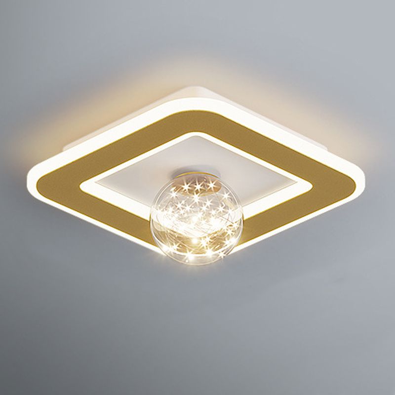 Modern Geometric Flush Light Fixture Metal 2 Light Flushmount Lighting