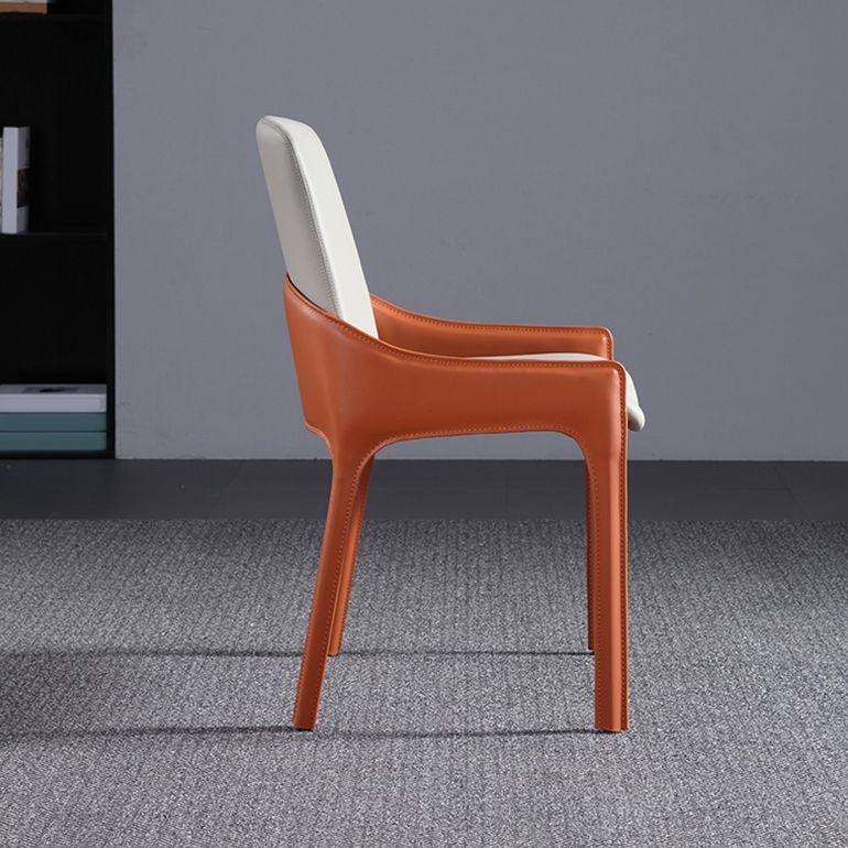 Modern Style Faux Leather Arm Dining Chairs Metal Dining Chair for Home Use