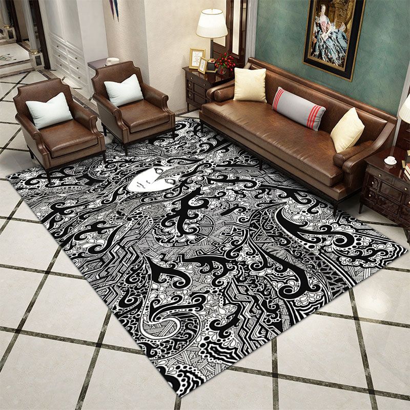 Yellow Modern Carpet Polyester Graphic Carpet Non-Slip Backing Carpet for Living Room