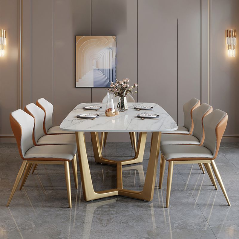 Nordic Glam Rectangle Sintered Stone Table Set 1/2/5/6/7 Pieces Dining Set