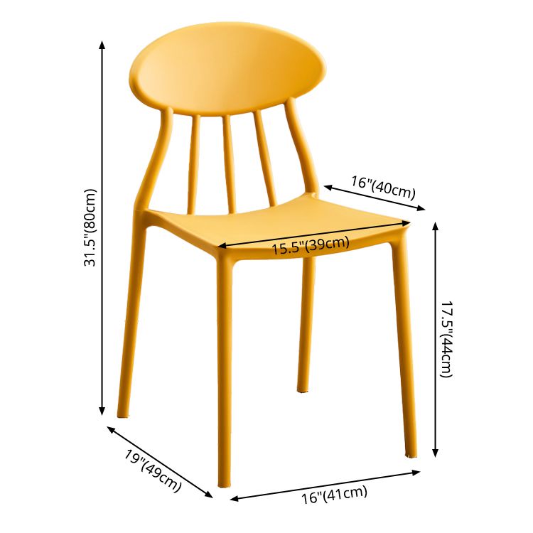 Moderne keuken plastic eetkamerstoelen open rug aan zijkant armloze stoelen