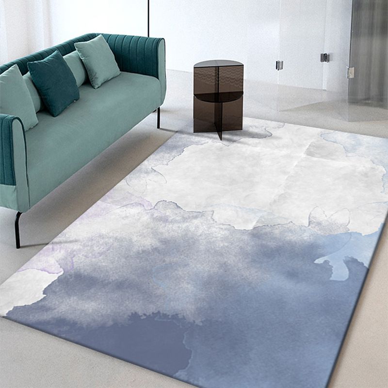 Multicolored Abstract Art Indoor Rug Modern Watercolor Printed Rug Polyester Non-Slip Backing Carpet for Living Room