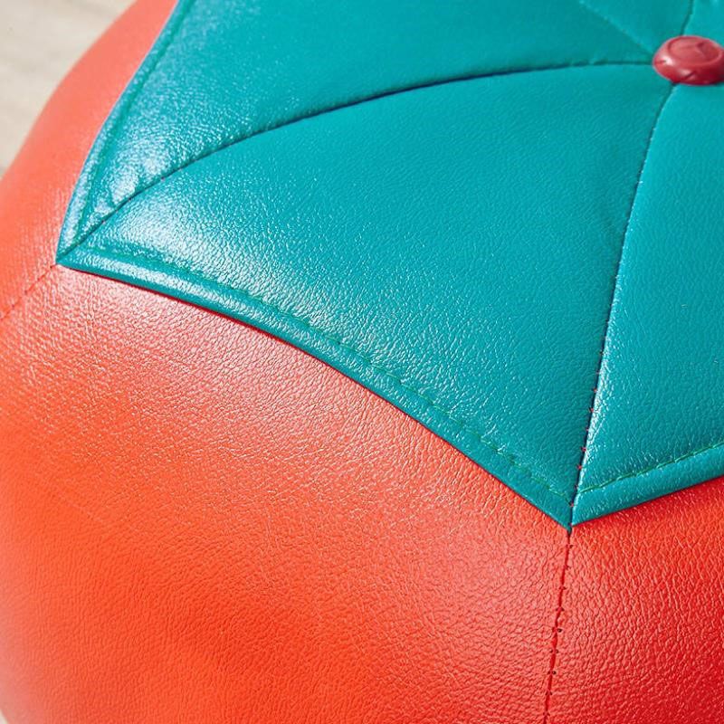 Modern Pouf Ottoman Faux Leather Water Resistant Upholstered Spherical Ottoman