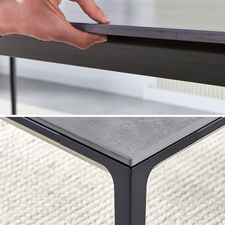 Contemporary Sintered Stone Top Dining Table Set of Rectangle Shape Formal Dinette Set