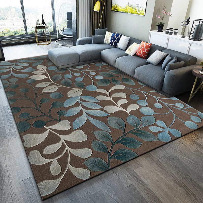 Simplicity Rectangle Print Area Carpet Polyester Rug Non-Slip Backing Indoor Rug for Living Room
