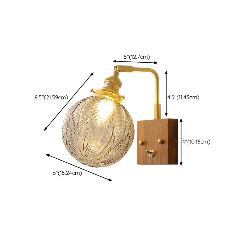 Ball Shape Glass Wall Light Modern Style 1-Light Wall Light Sconce