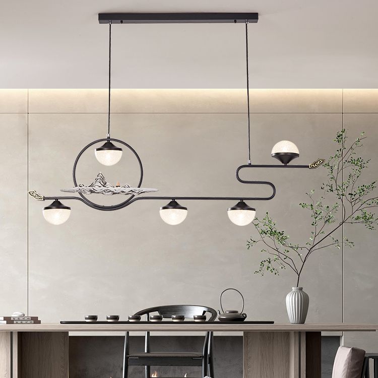 Lámparas colgantes modernas de la isla Restaurante de 5 luces colgantes de lámparas con sombra acrílica