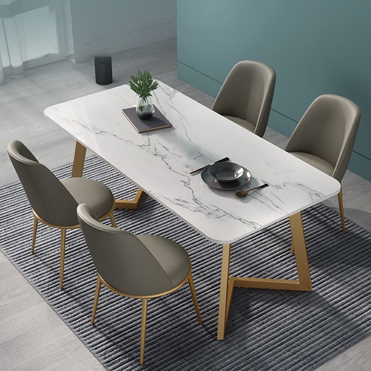 Nordic Glam Style 1/4/5 Pieces Dining Sintered Stone Dining Table Set with Metal Legs