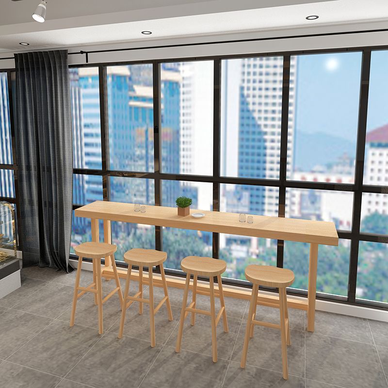 Modern Rectangular Pub Table Set 1/5 Pieces Wooden Counter Table with Backless High Stools