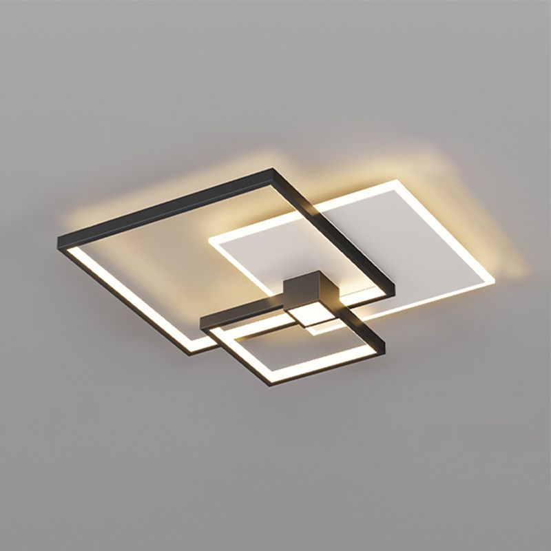 Geometric Shape Metal Flush Mount Light Modern Style 3 Lights Ceiling Mount Light in Black