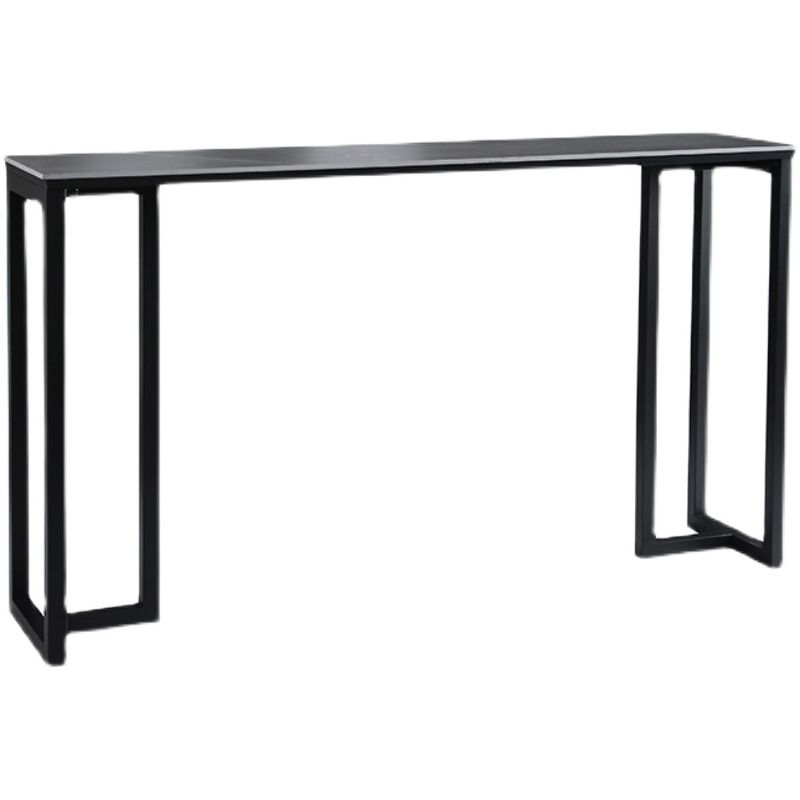 Table à manger du bar à barre rectangulaire contemporain avec base de barreau noir