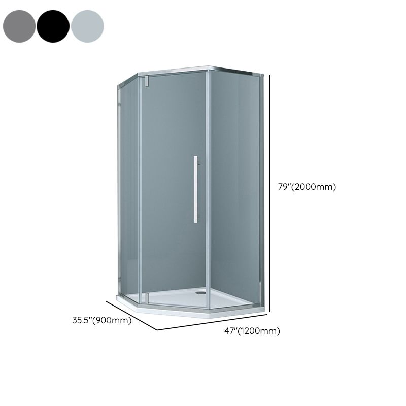 304 Stainless Steel Frame Shower Enclosure Neo-Angle Tempered Glass Shower Stall