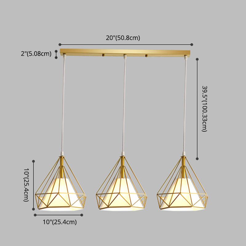 Cage métallique + ombre en tissu 3-Light Island Light Nordic Style Simplicité Lampe suspendue avec 39,3 "Fil réglable