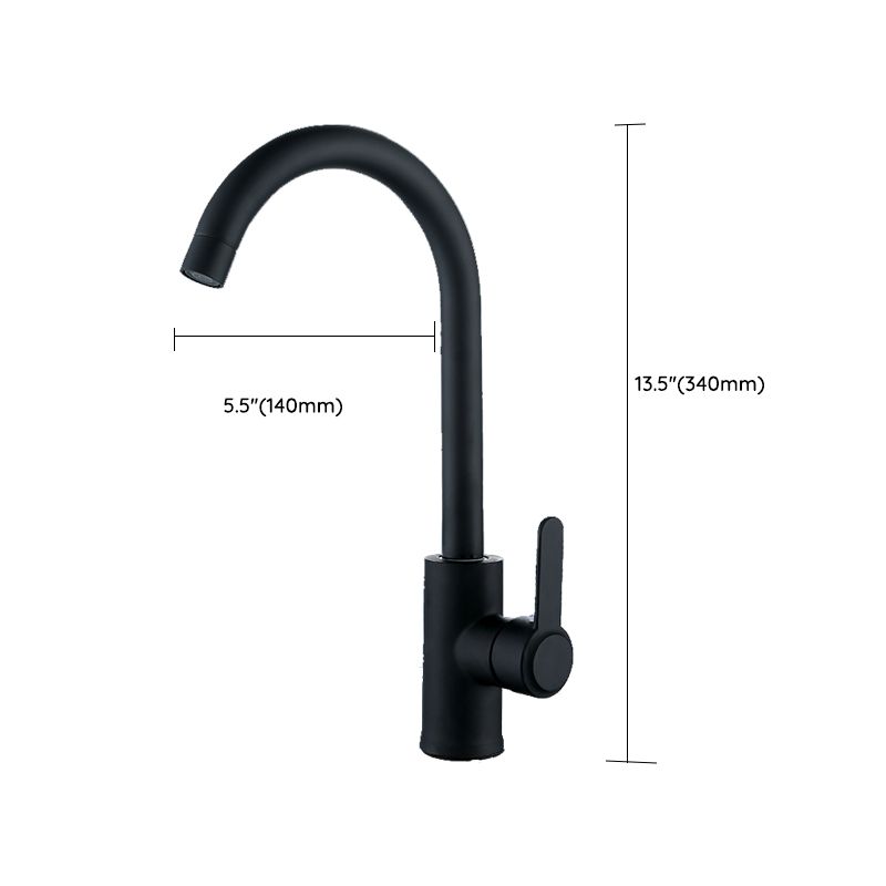 Modern Style Kitchen Faucet Stainless Steel Gooseneck Kitchen Faucet in Black