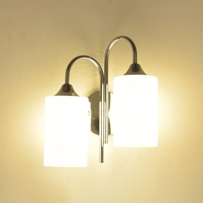 Modern Style Cylinder Wall Sconce Lights Glass 2 Lights Wall Mount Lighting