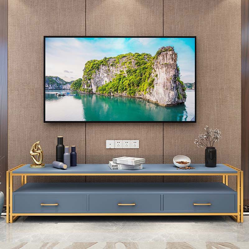 Modern Marble TV Stand Open Storage TV Media Stand with Drawers for Living Room
