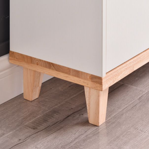 Contemporary Accent Cabinet with Withe Top and Natural Legs Cabinet