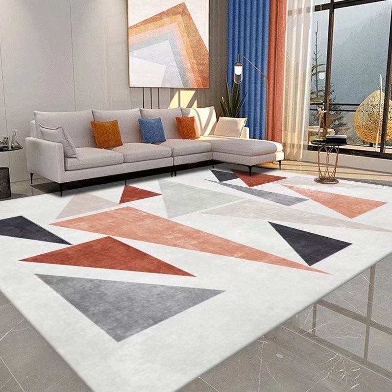 Pink Modern Carpet Polyester Geometry Area Carpet Washable Carpet for Living Room