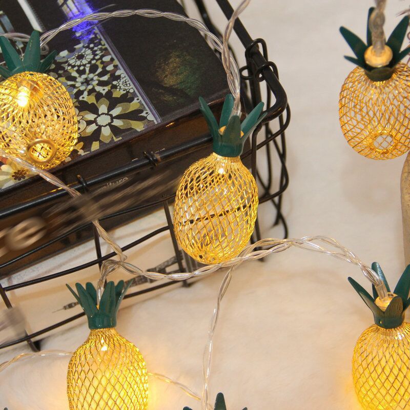 Gold Pineapple String Lamp Art Decor Metal LED Festive Light for Bedroom