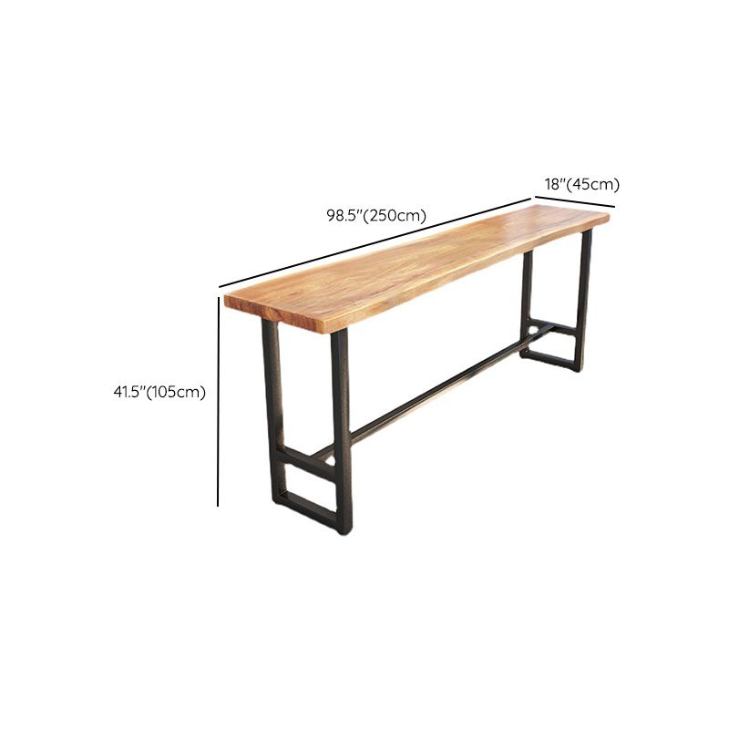 Glam Metal Base Bar Table Black Iron Solid Wood Pub Table for Patio