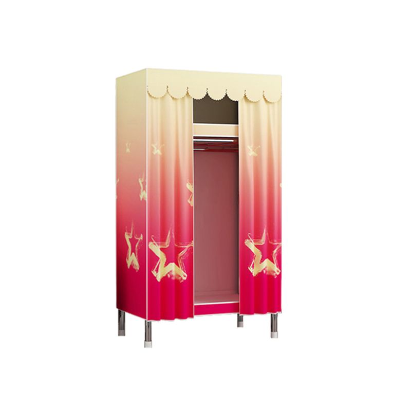 Modern Style Wardrobe Metal 2 Shelves Wardrobe Closet for Bedroom