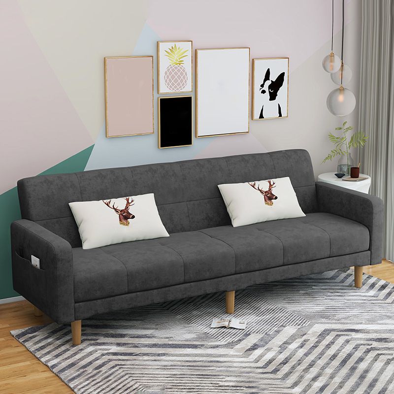 Contemporary Convertible Footrest Stool Sofa Bed with Storage and Square Arms