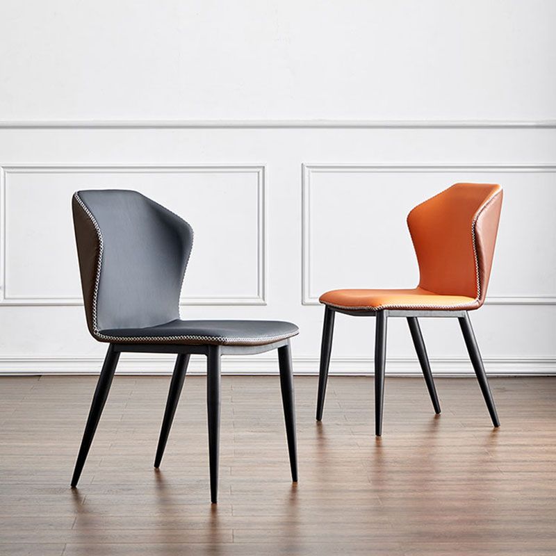 Silla industrial Parsons con respaldo sin brazos para cocina, sillas de comedor de piel sintética