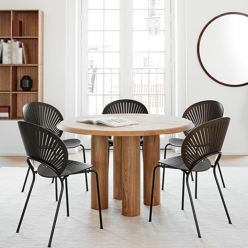 Solid Wood Dining Table Modern Round Dining Room Table for Home