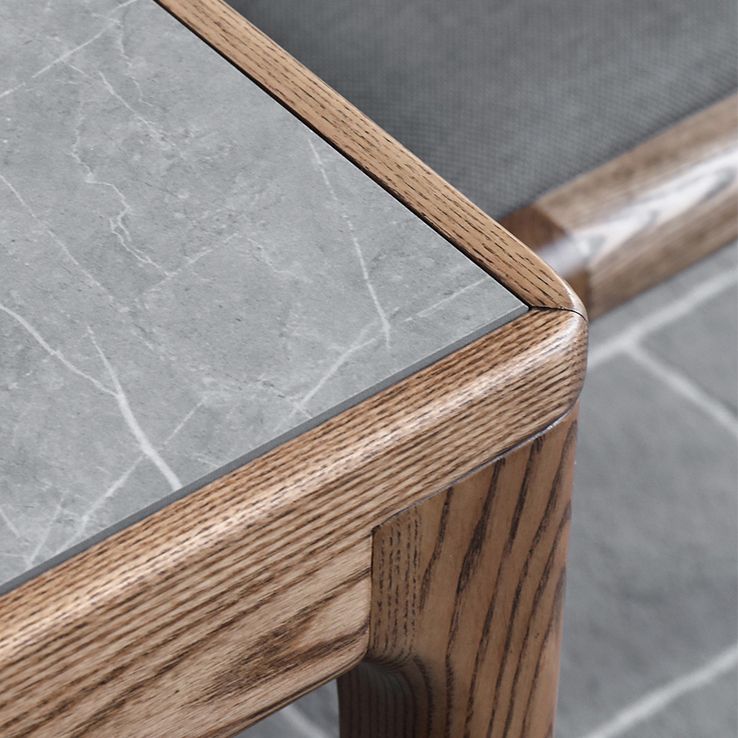 Medieval Modern Sintered Stone Table Rectangle Table with Wooden Base and 4 Legs