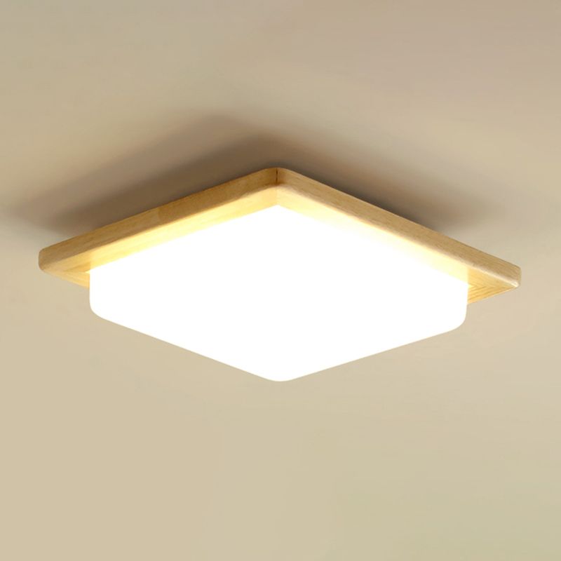Square Shape Glass Flush Light Modern Style 1 Light Flush Mount Fixture in Brown