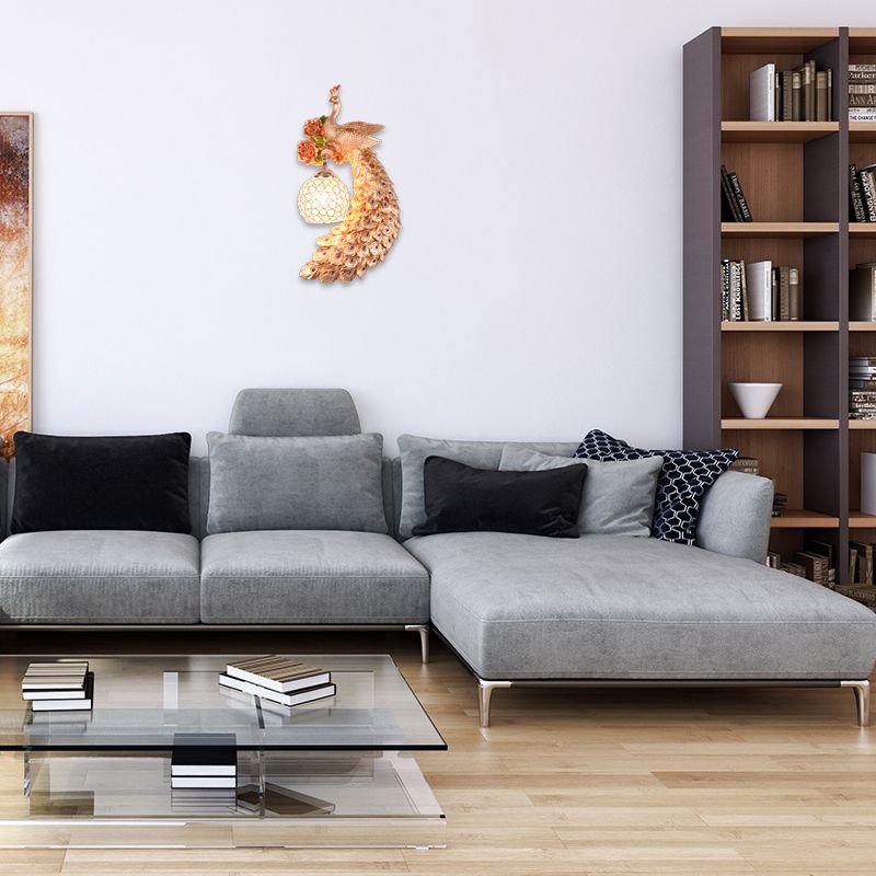 Doble/derecho/izquierdo Peacock pared Squads Stiloft Metal 8 "/10" W 1 Iluminación de pared de bulbo con sombra de cristal de domo en blanco/oro