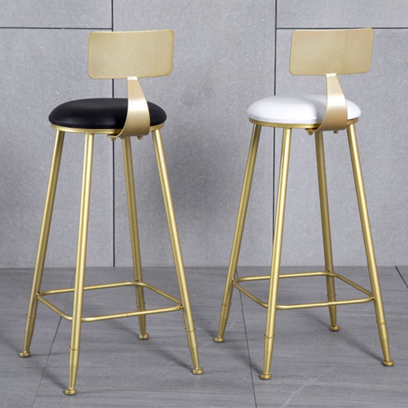 Glam Metal Upholstered Barstool Living Room Bar Stool with Low Back and Cushion