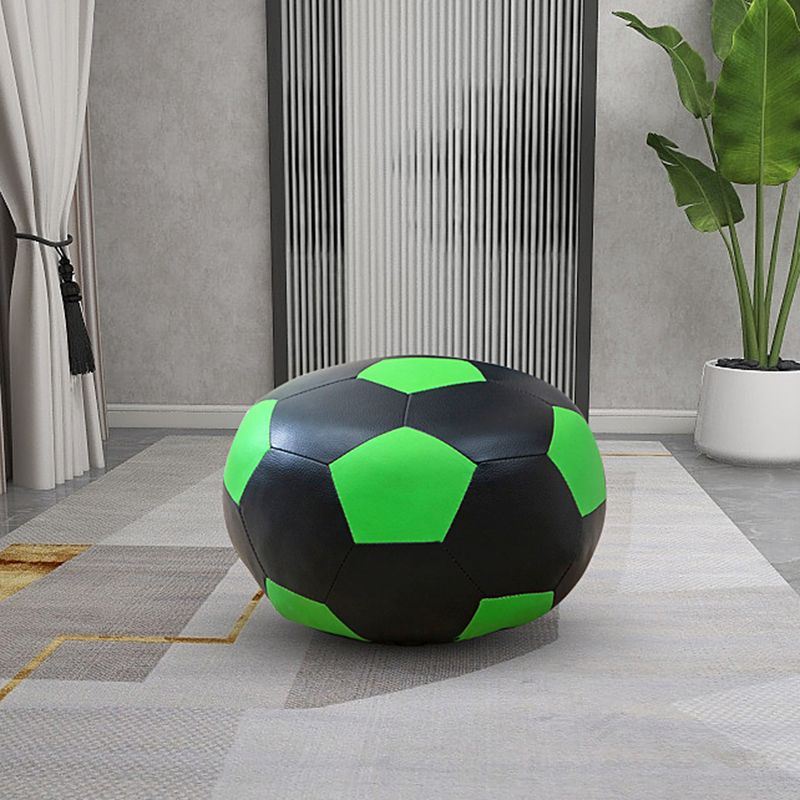 Geometric Print Ottoman Pouf Scratch Resistant Specialty Faux Leather Ottoman