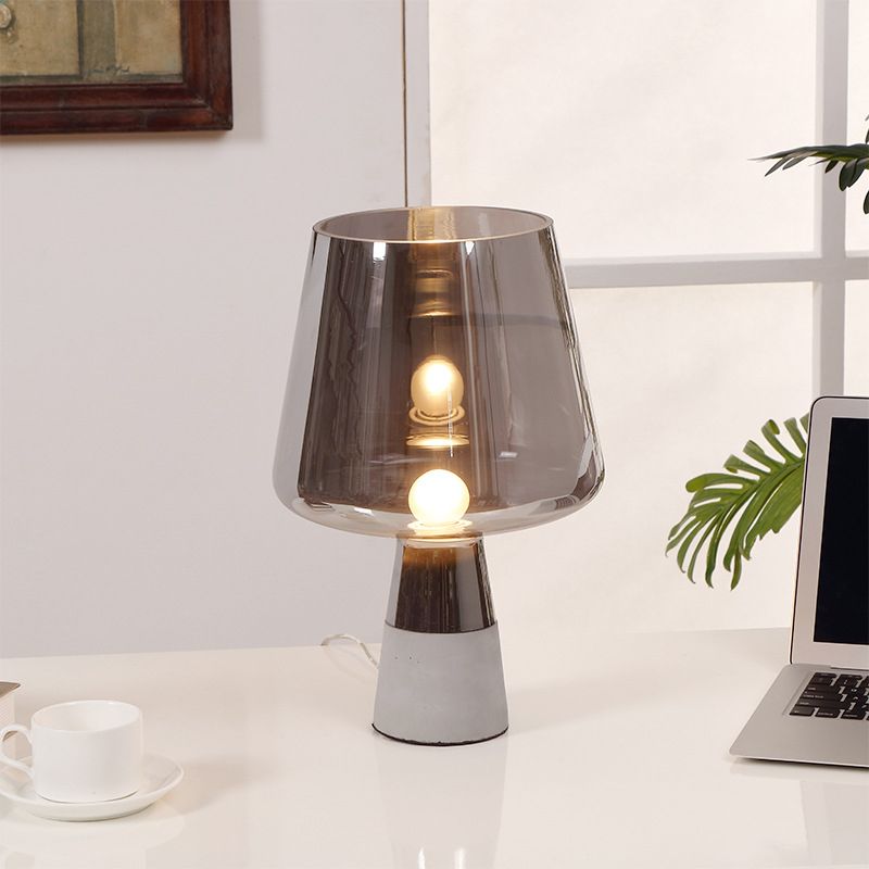 Tapered Shape Task Lighting Modernism Smoke Grey Glass 1 Bulb Dining Room Table Lamp