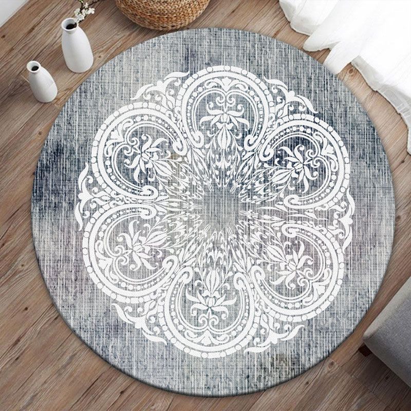 Bohemian Living Room Area Rug Americana Pattern Polyester Area Carpet Anti-Slip Backing Rug