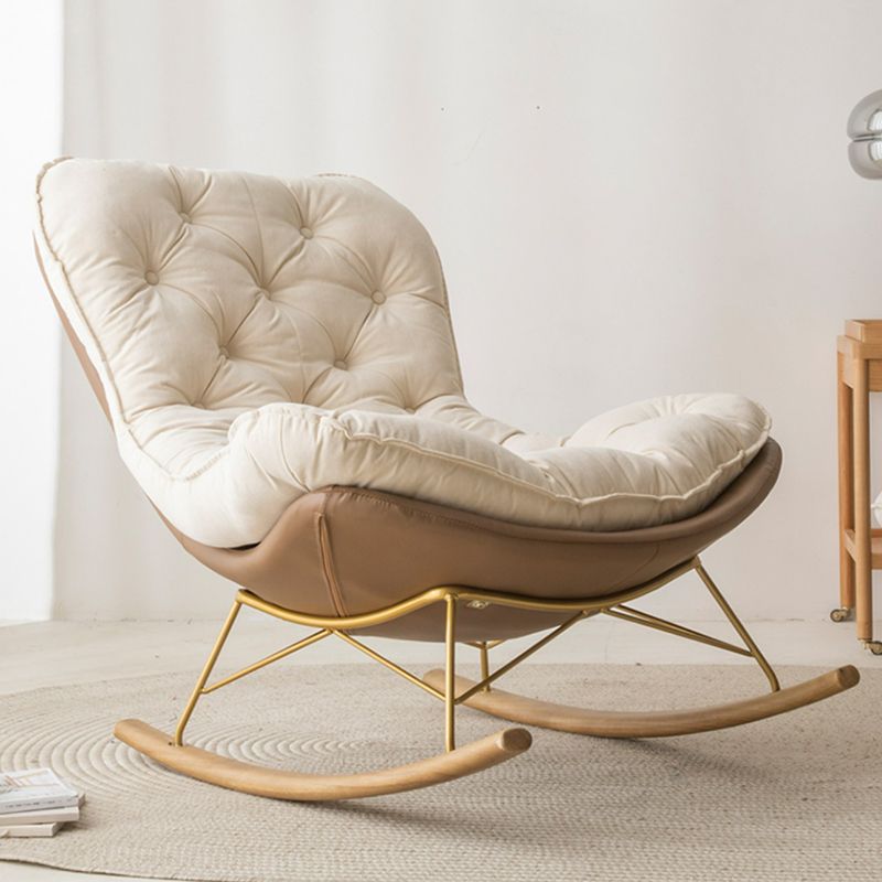 37.4" x 41.3" x 35.4" Rocker Chair Suede and Metal with Seat Cushion Rocker Wingback