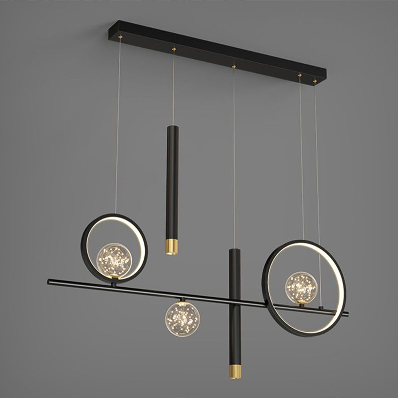 Nuove moderne idee di illuminazione dell'isola a led in metallo Lampada lampadario lineare per sala da pranzo