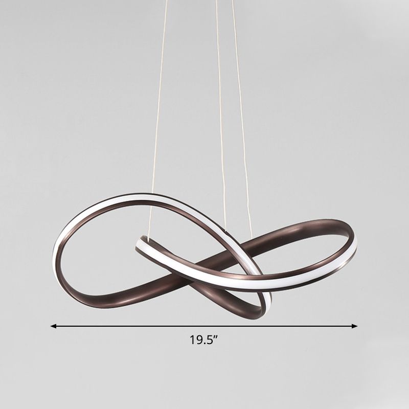 Acrylnahe Kurve hängende Kronleuchter leichter moderner Kaffee -LED -Leuchte -Leuchte, warmes/weißes Licht