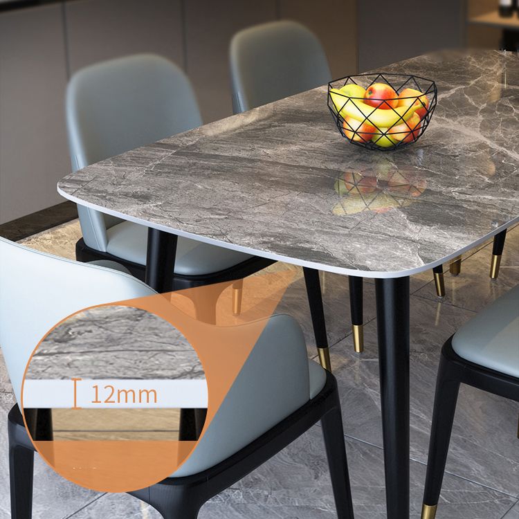 Modern Style Gray Dining Table Sintered Stone Rectangle Table for Home