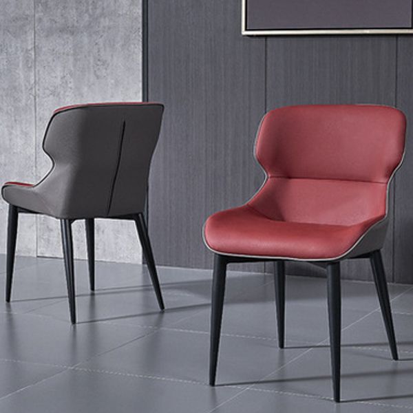 Sillas de comedor de cuero con brazos de comedor de diseño moderno (juego de 4)