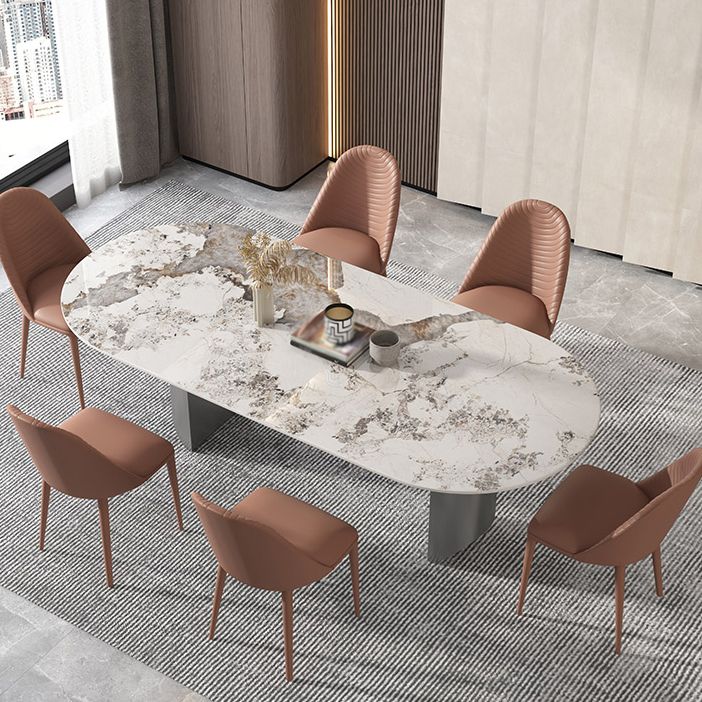 Metalen traditionele luxe ovale tafel Gesinterde stenen tafel voor eetkamer