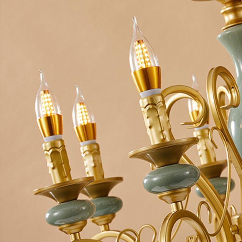 Traditional Style Suspension Pendant Light with Candle Metal Multi Light Pendant