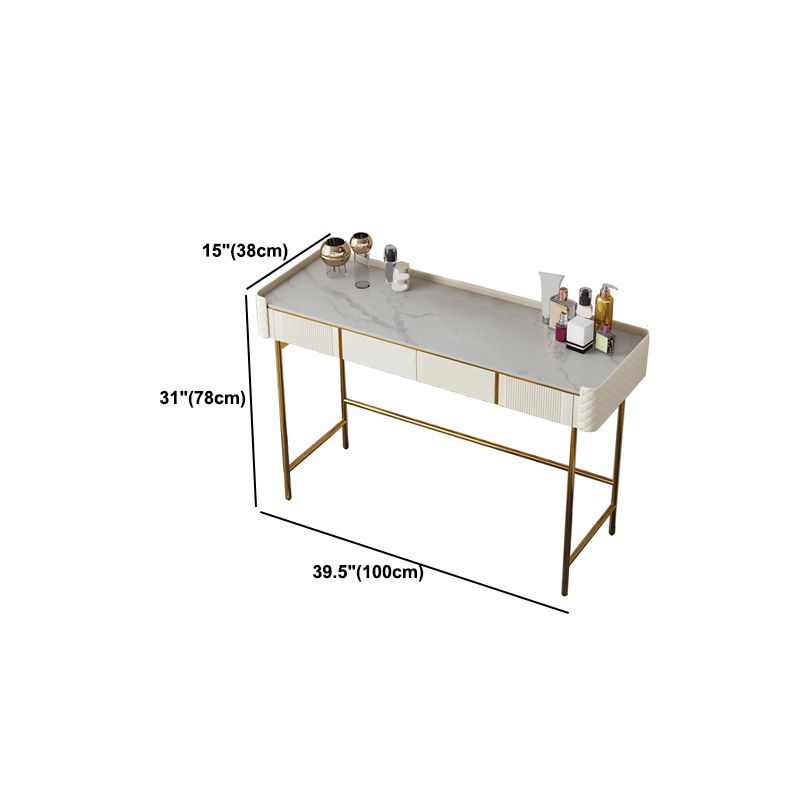 Stone Makeup Counter 14.96" Wide Solid Wood Vanity Tables with Storage Drawers