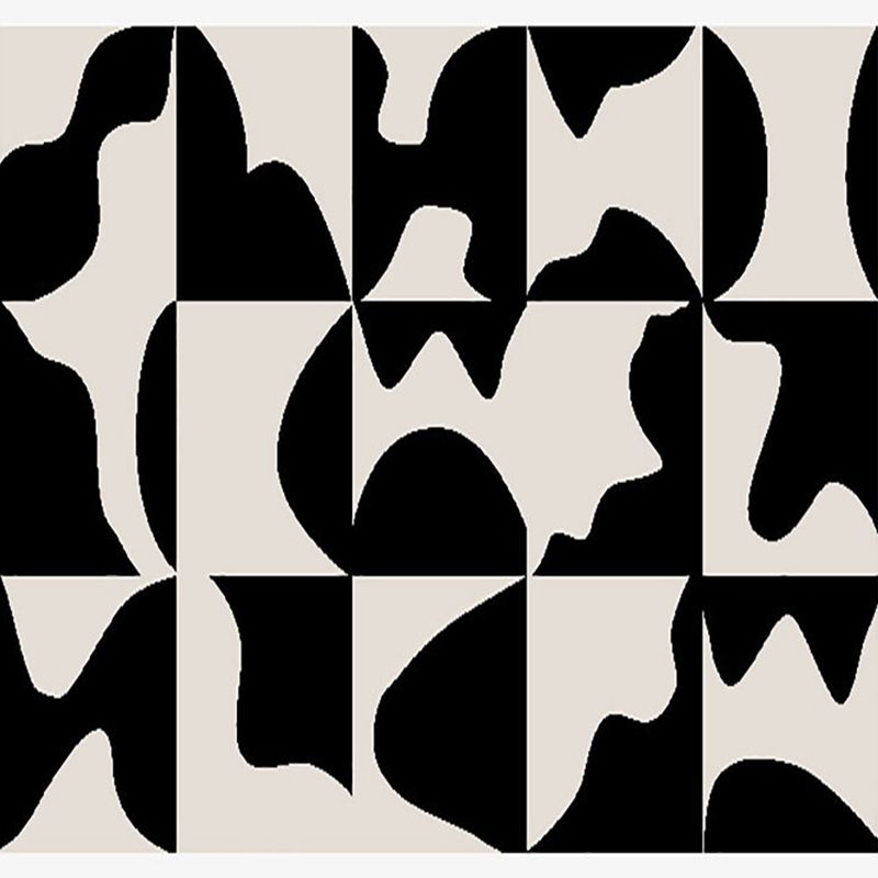 Zwart Modern Area Tapijt Geometrisch patroon Polyester Area Tapijt Non-slip achterste tapijt voor thuisdecoratie