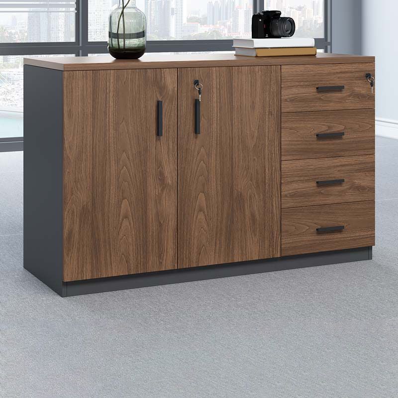 Lateral Modern Filing Cabinet Engineered Wood File Cabinet with Lock and Storage